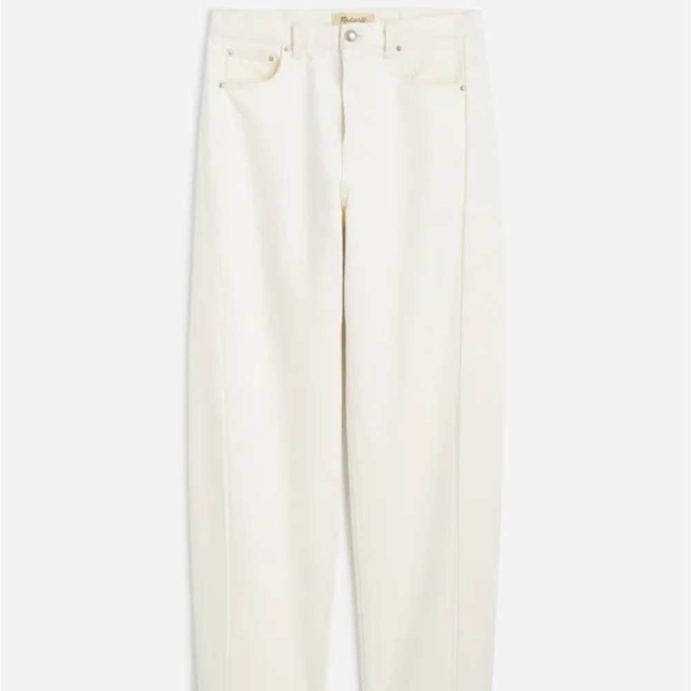 NWT Madewell White Curvy Pieced Barrel-Leg Jeans